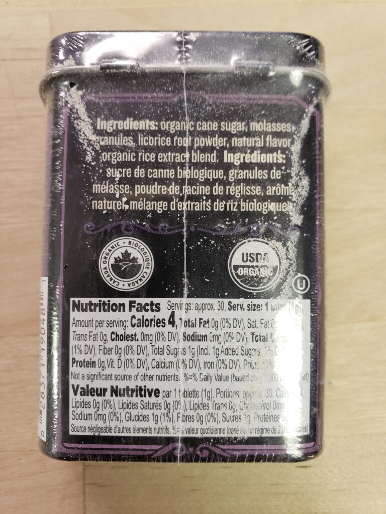 Clawhammer Organic Black Licorice Tin Crowsnest Candy Company