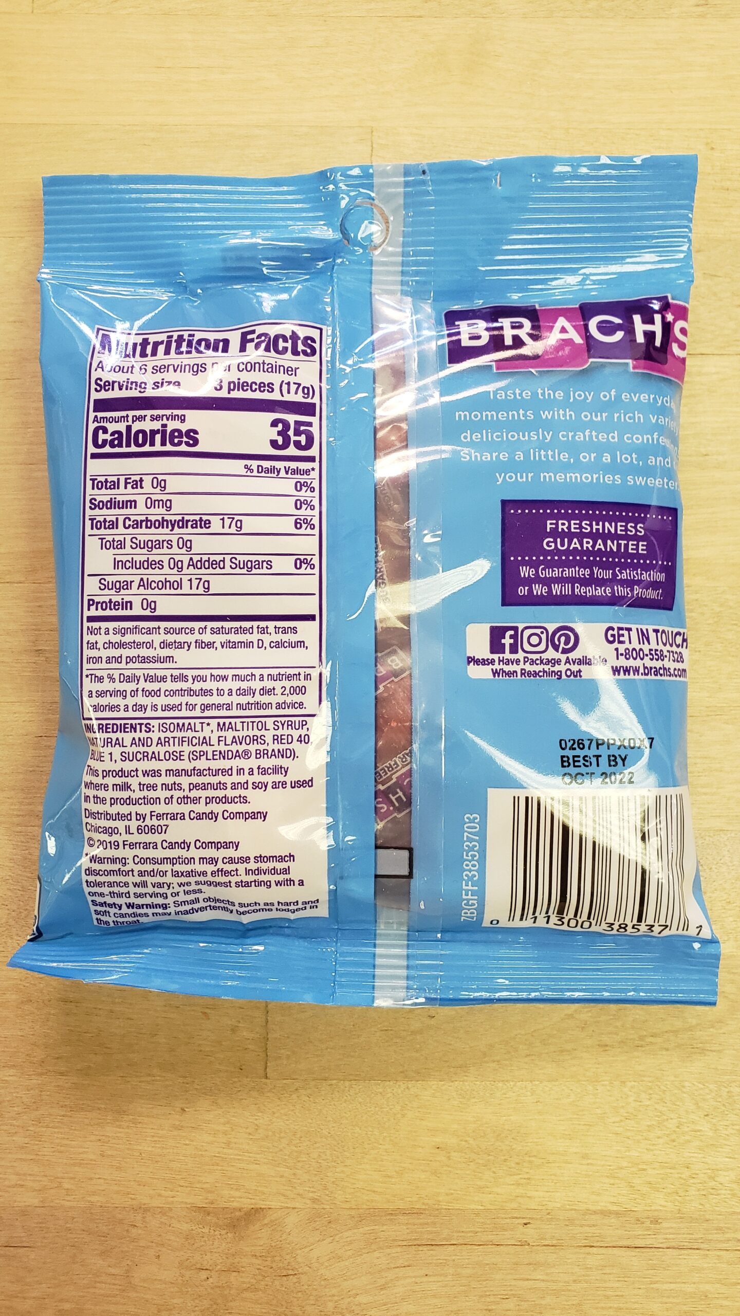 Brach's Sugar Free Cinnamon Candy Discs Bags - 6 Bags / Case