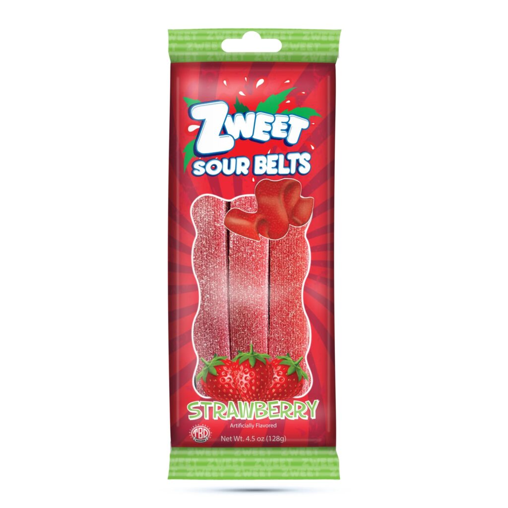 Zweet Sour Belts Strawberry 128g Crowsnest Candy Company