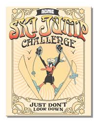 Tin Sign Daffy Duck Acme Ski Jump  16"x12.5" 290g