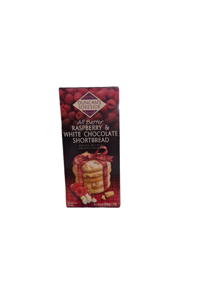 Duncan's Shortbread All Butter Raspberry & White Chocolate Chip 200g UK
