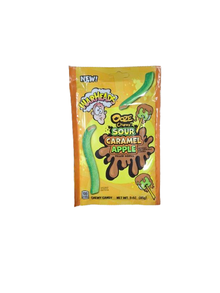 Warheads Ooze Chewz Sour Caramel Apple filled Ropes 85g